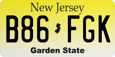 NJ license plate B86FGK