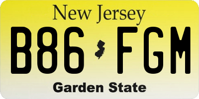 NJ license plate B86FGM