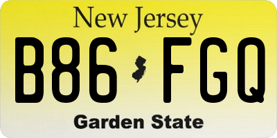 NJ license plate B86FGQ