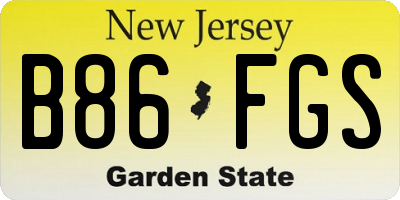 NJ license plate B86FGS