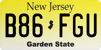 NJ license plate B86FGU