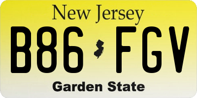 NJ license plate B86FGV