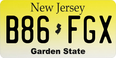 NJ license plate B86FGX