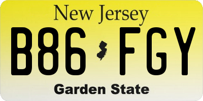 NJ license plate B86FGY