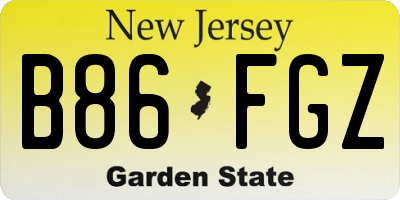 NJ license plate B86FGZ