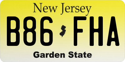 NJ license plate B86FHA