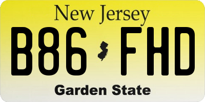 NJ license plate B86FHD