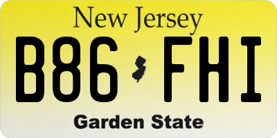 NJ license plate B86FHI