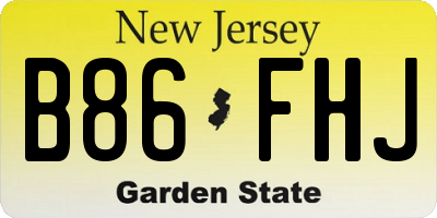NJ license plate B86FHJ