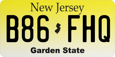 NJ license plate B86FHQ