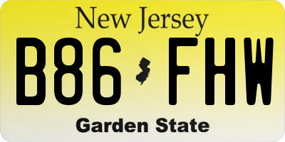 NJ license plate B86FHW
