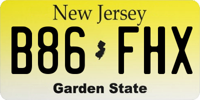 NJ license plate B86FHX