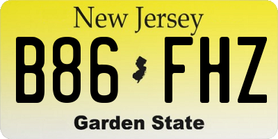 NJ license plate B86FHZ