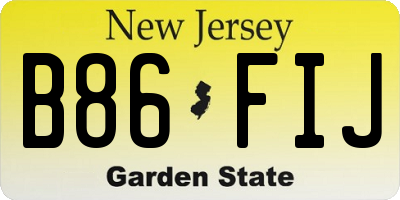 NJ license plate B86FIJ