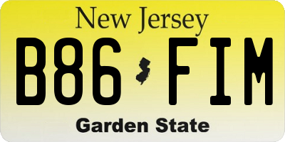 NJ license plate B86FIM