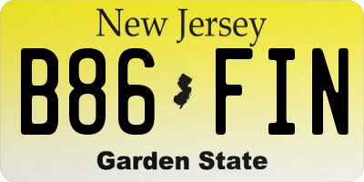 NJ license plate B86FIN
