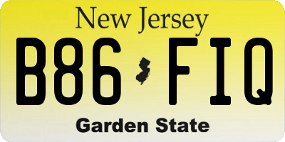 NJ license plate B86FIQ