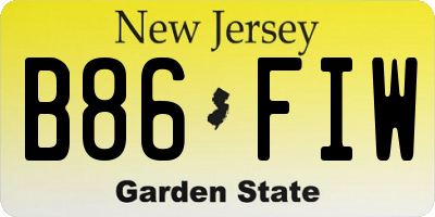 NJ license plate B86FIW