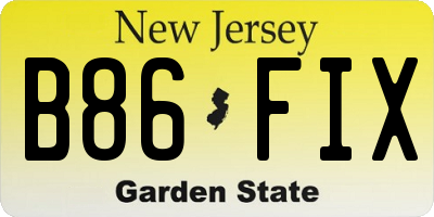NJ license plate B86FIX