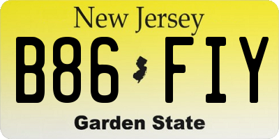NJ license plate B86FIY