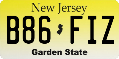 NJ license plate B86FIZ