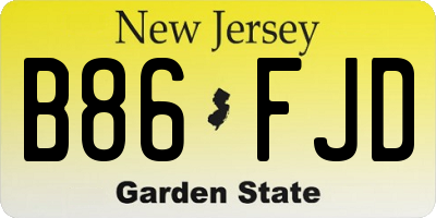 NJ license plate B86FJD