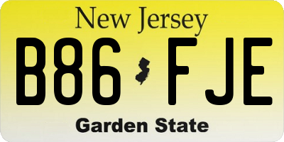 NJ license plate B86FJE