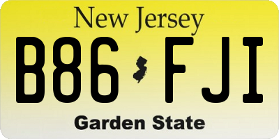 NJ license plate B86FJI