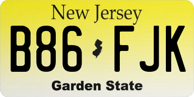 NJ license plate B86FJK