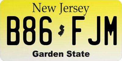 NJ license plate B86FJM