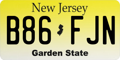 NJ license plate B86FJN