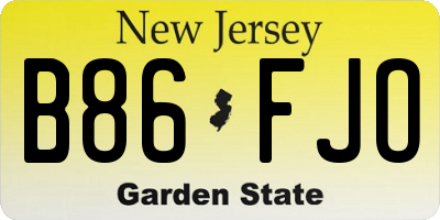 NJ license plate B86FJO