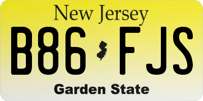 NJ license plate B86FJS