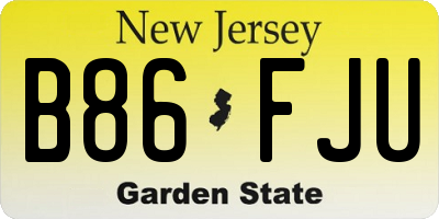 NJ license plate B86FJU