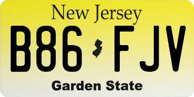 NJ license plate B86FJV