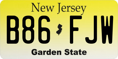 NJ license plate B86FJW