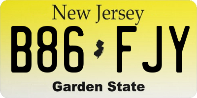 NJ license plate B86FJY
