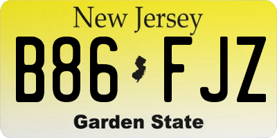 NJ license plate B86FJZ