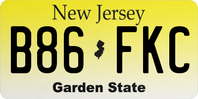 NJ license plate B86FKC