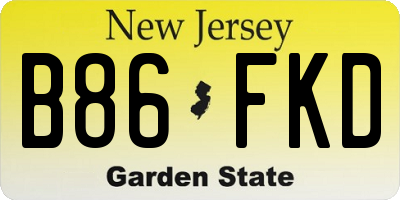 NJ license plate B86FKD