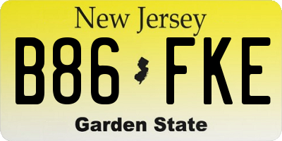 NJ license plate B86FKE