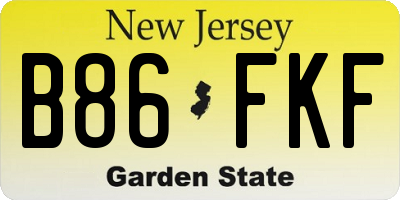 NJ license plate B86FKF