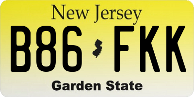 NJ license plate B86FKK