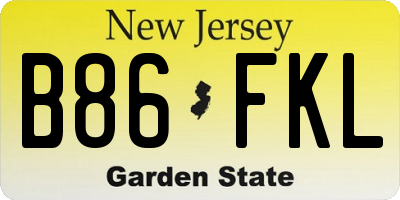 NJ license plate B86FKL