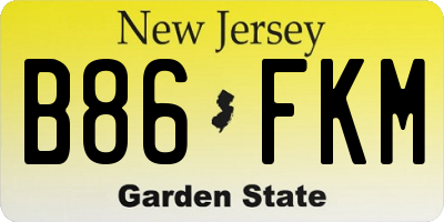 NJ license plate B86FKM