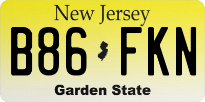 NJ license plate B86FKN