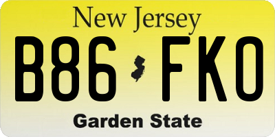 NJ license plate B86FKO