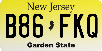 NJ license plate B86FKQ