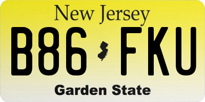 NJ license plate B86FKU