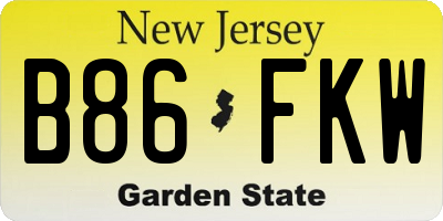 NJ license plate B86FKW